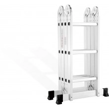 TQ Escalera multifunción 4x3 - Escalera de aluminio de 12 peldaños