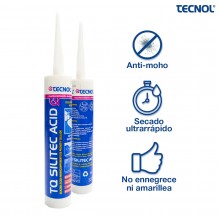 TQ Silitec Acid 280cc - Silicona ácida antimoho y fungicida especial para interiores, sellador adhesivo de gran elasticidad