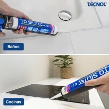 TQ Silitec Acid 280cc - Silicona ácida antimoho y fungicida especial para interiores, sellador adhesivo de gran elasticidad