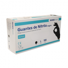TQ Guante Nitrilo Negro Sin Polvo - Pack 100 guantes desechables de alta resistencia para industria alimentaria y hostelería