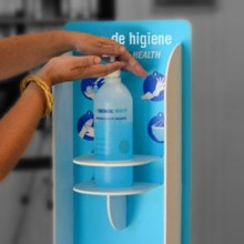 TQ Estación de Higiene FX - Soporte de pie personalizable para gel hidroalcohólico, fácil montaje, estable y ligero