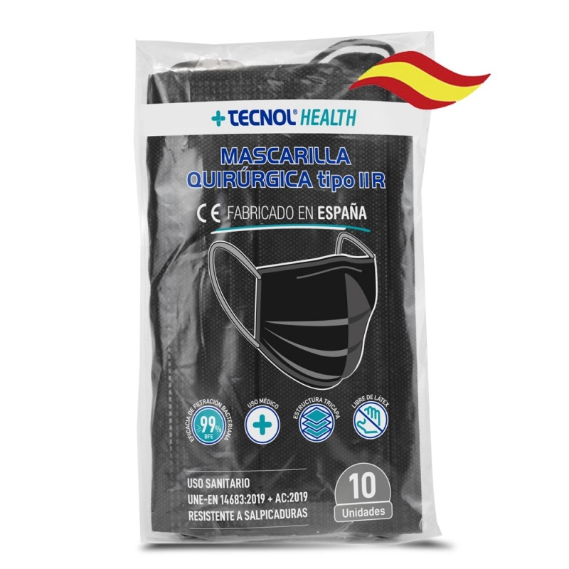 Mascarilla Quirúrgica IIR Negra (10 uds)