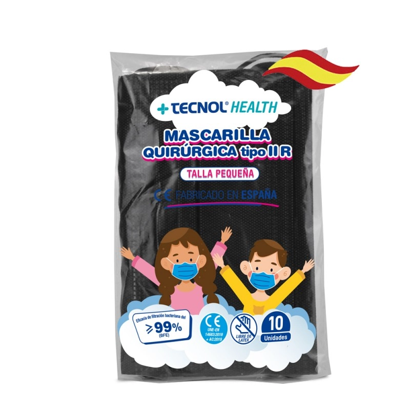 mascarilla quirúrgica infantil negra