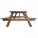 TQ Mesa Pícnic Madera Pino - Mesa exterior de madera de pino, para 6 personas, 161 x 74,3 x 180cm