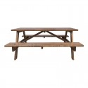 TQ Mesa Pícnic Madera Pino - Mesa exterior de madera de pino, para 6 personas, 161 x 74,3 x 180cm