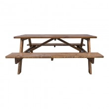TQ Mesa Pícnic Madera Pino - Mesa exterior de madera de pino, para 6 personas, 161 x 74,3 x 180cm