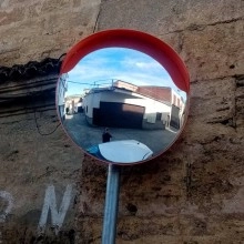 TQ Espejo Vial ∅60cm - Espejo de tráfico redondo convexo para mejor seguridad y señalización exterior, visión 90º, color naranja