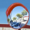 TQ Espejo Vial ∅80cm - Espejo de tráfico redondo convexo para mejor seguridad y señalización exterior, visión 90º, color naranja