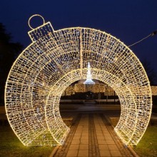 TQ Bola Túnel - Luz adorno decorativo 3D de Navidad para fotos, arco transitable, luminaria led blanca cálida