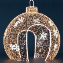 TQ Bola Ice - Luz adorno decorativo 3D de Navidad, arco peatonal, luminaria led blanca y dorada