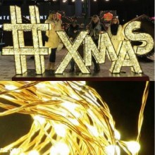 TQ Lettering de Navidad XMAS - Luminaria en forma de letras, adorno decorativo navideño, luz led color dorado