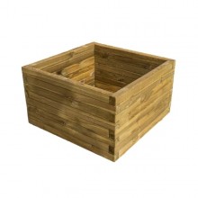 TQ Jardinera Eco C 70 - Jardinera cuadrada de madera de pino, 4'5cm grosor, uso interior y exterior, color marrón,
