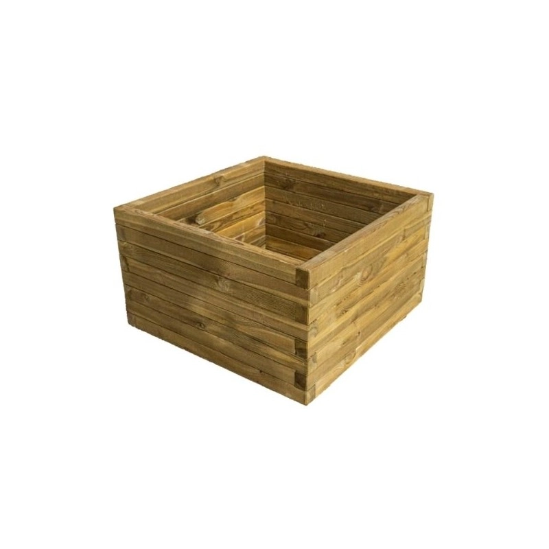 TQ Jardinera Eco C 70 - Jardinera cuadrada de madera de pino, 4'5cm grosor, uso interior y exterior, color marrón,