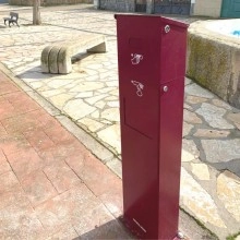 Papelera Canina - Papelera metálica roja con cierre antiolor, dispensador de bolsas para perros