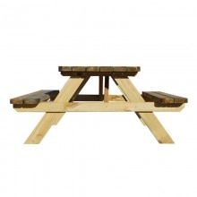 TQ Mesa Picnic Nature - Mesa exterior de madera de pino, para 6 personas, 160x73x180 cm