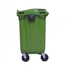 TQ Contenedor 800L - Container verde para reciclaje de basura y residuos con 4 ruedas, uso urbano, profesional e industrial