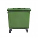 TQ Contenedor 800/1100L - Container verde para reciclaje de basura y residuos con 4 ruedas, uso urbano, profesional e industrial