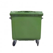 TQ Contenedor 800/1100L - Container verde para reciclaje de basura y residuos con 4 ruedas, uso urbano, profesional e industrial
