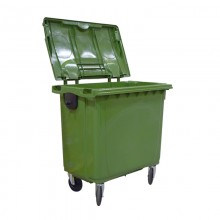 TQ Contenedor 800/1100L - Container verde para reciclaje de basura y residuos con 4 ruedas, uso urbano, profesional e industrial