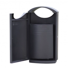 TQ Papelera Cover 60L - Papelera urbana de acero zincado, uso público exterior, 98x50x33cm, color gris