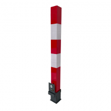 TQ Pilona Blanca y Roja Reflex Extraíble - Pilona reflectante de acero galvanizado con llave de bloqueo y tapa de cierre