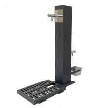 TQ Fuente Modern Mascotas - Fuente urbana pública de agua potable en acero galvanizado con dos grifos, rejilla y bebedero