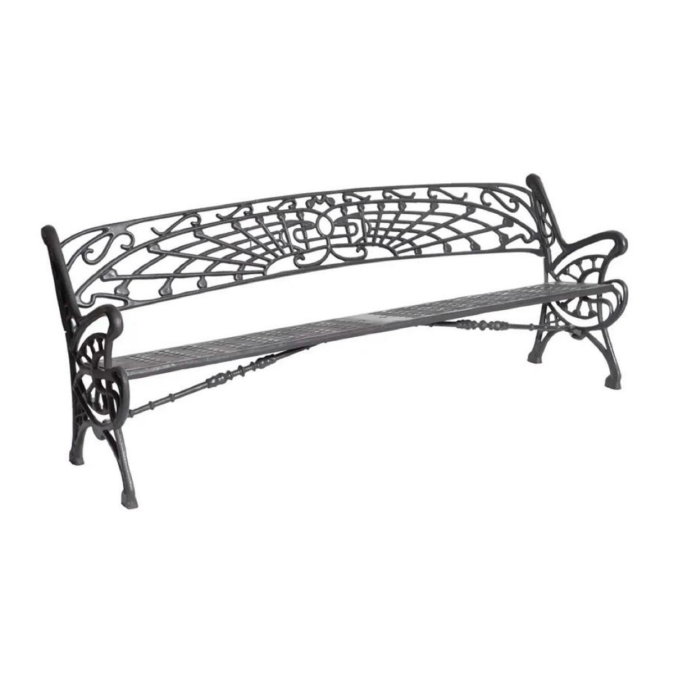 TQ Modernist Bench – Made of Ductile Cast Iron and Painted Black, Designed for Outdoor Installation