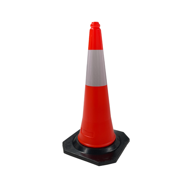 TQ Cono Vial 75cm - Sistema de señalización de trafico vial, 2 bandas reflectantes, base antivuelco, color naranja