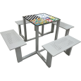TQ Mesa Multijuego - Mesa de juego con cuatro asientos fabricada en acero galvanizado