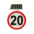 TQ Señal 20km/h Led Solar - Señalización de límite de velocidad máxima para tráfico urbano, Ø60cm señal vial metálica