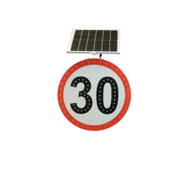 TQ Señal 30km/h Led Solar - Señalización de límite de velocidad máxima para tráfico urbano, Ø60cm señal vial metálica