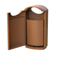 TQ Papelera Cover Marron de 60L - Papelera urbana de acero zincado, uso público exterior, 98x50x33cm, color gris