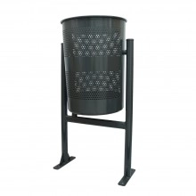 TQ Papelera Circular 60L - Papelera metálica basculante para exteriores, de acero perforado, fácil vaciado y bloqueo de giro