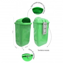 TQ Papelera Basic 50L - Papelera urbana ideal para poste, farola, fachada o pared