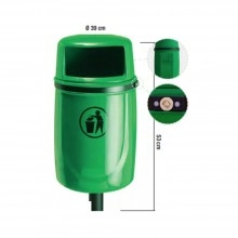 TQ Papelera Security 40L - Papelera verde con cierre de seguridad, tapa antilluvia y antivuelo, uso exterior