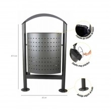 TQ Papelera Modern 40L - Papelera metálica perforada con protección antilluvia para uso exterior, de acero zincado