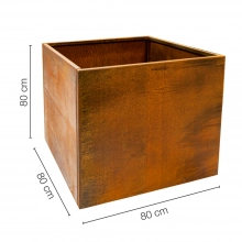 medidas de la Jardinera cuadrada acero corten 80x80x80 cm