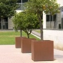 TQ Jardinera Cuadrada 500L Acero Corten - Jardinera de uso exterior, 1 punto de drenaje, acero corten no tratada, color marrón