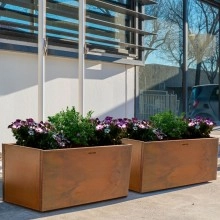 TQ Jardinera Calatea R 135L Acero Corten - Jardinera de uso exterior, 2 puntos de drenaje, no tratada, color marrón