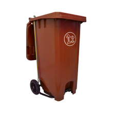 TQ Contenedor Pedal 120L - Cubo de basura y reciclaje industrial, con tapa y ruedas, 6 colores disponibles, con o sin logo - Brown
