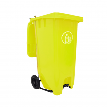 TQ Contenedor Pedal 120L - Cubo de basura y reciclaje industrial, con tapa y ruedas, 6 colores disponibles, con o sin logo - Amarillo