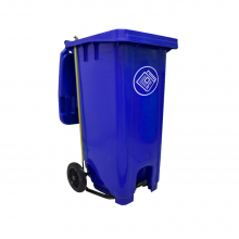 TQ Contenedor Pedal 120L - Cubo de basura y reciclaje industrial, con tapa y ruedas, 6 colores disponibles, con o sin logo - Azul
