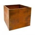 TQ Jardinera Cuadrada 500L Acero Corten - Jardinera de uso exterior, 1 punto de drenaje, acero corten no tratada, color marrón