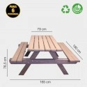 TQ Mesa de Pícnic Eco Wood - Madera ecológica reciclada, para 6 personas, 180 x 76,5 x 165cm