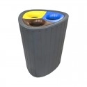 TQ Papelera Earth R - Cubo 180L 3en1 de reciclaje, 90x 66'7 x 66'3cm, 3 compartimentos interiores 60L para basura