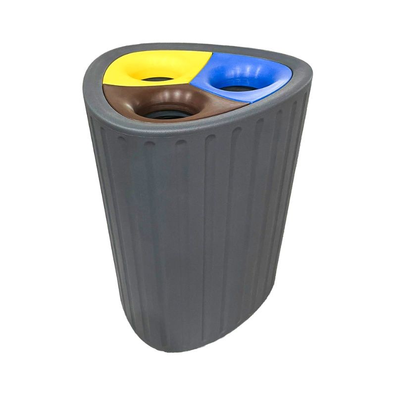 Papelera/cubo de basura para reciclaje con 3 compartimentos