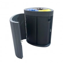 TQ Papelera Earth R - Cubo 180L 3en1 de reciclaje, 90x 66'7 x 66'3cm, 3 compartimentos interiores 60L para basura