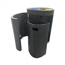 TQ Papelera Earth R - Cubo 180L 3 en 1 de reciclaje, 90x66'7x66'3cm, 3 compartimentos interiores 60L para basura