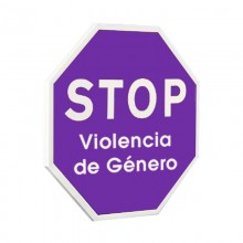 Señal de STOP Violencia de Género - Señal de tráfico vial personalizada, color morado